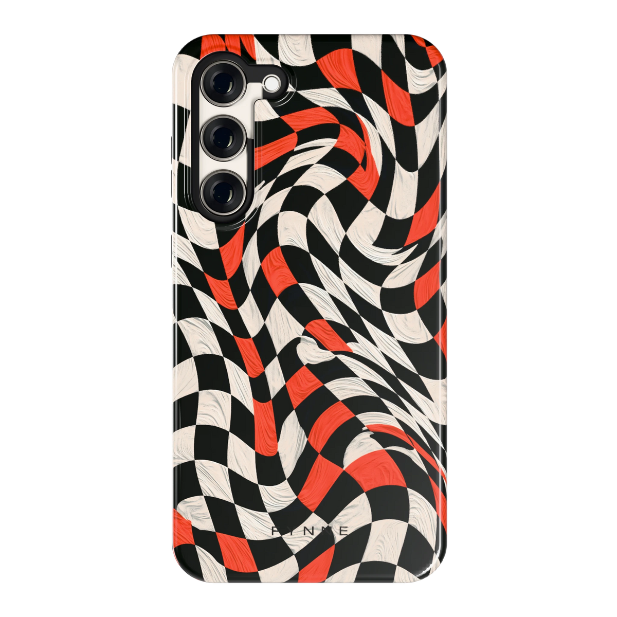 Kronkelend dambord hoesje voor Galaxy S23+, achterkant