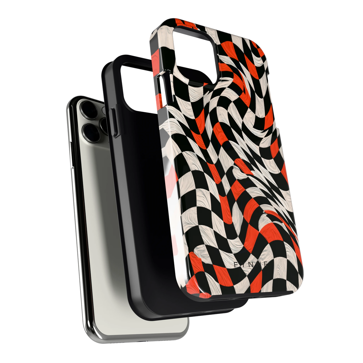 Kronkelend dambord hoesje voor iPhone 11 Pro, los van de telefoon