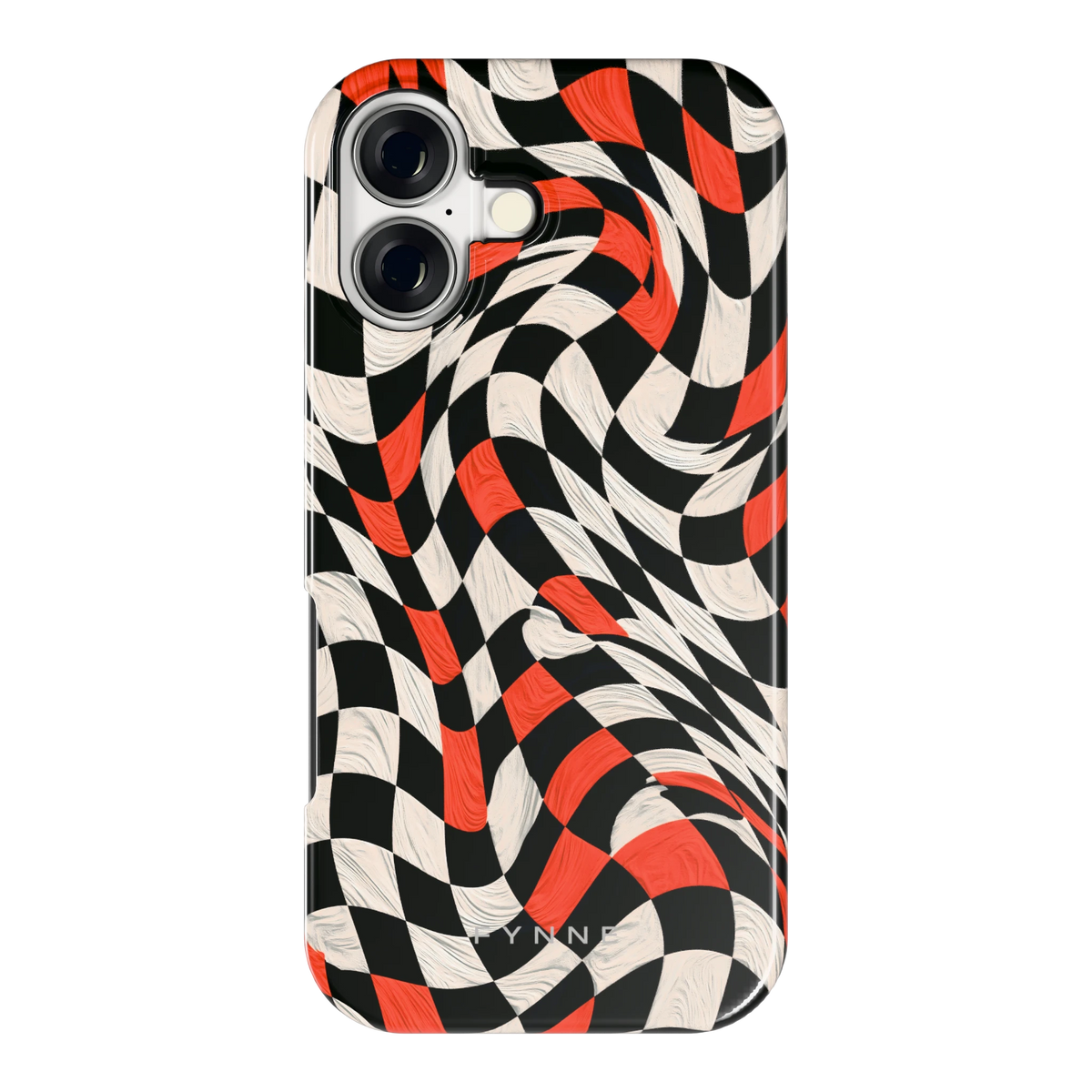 Kronkelend dambord hoesje voor iPhone 17, achterkant