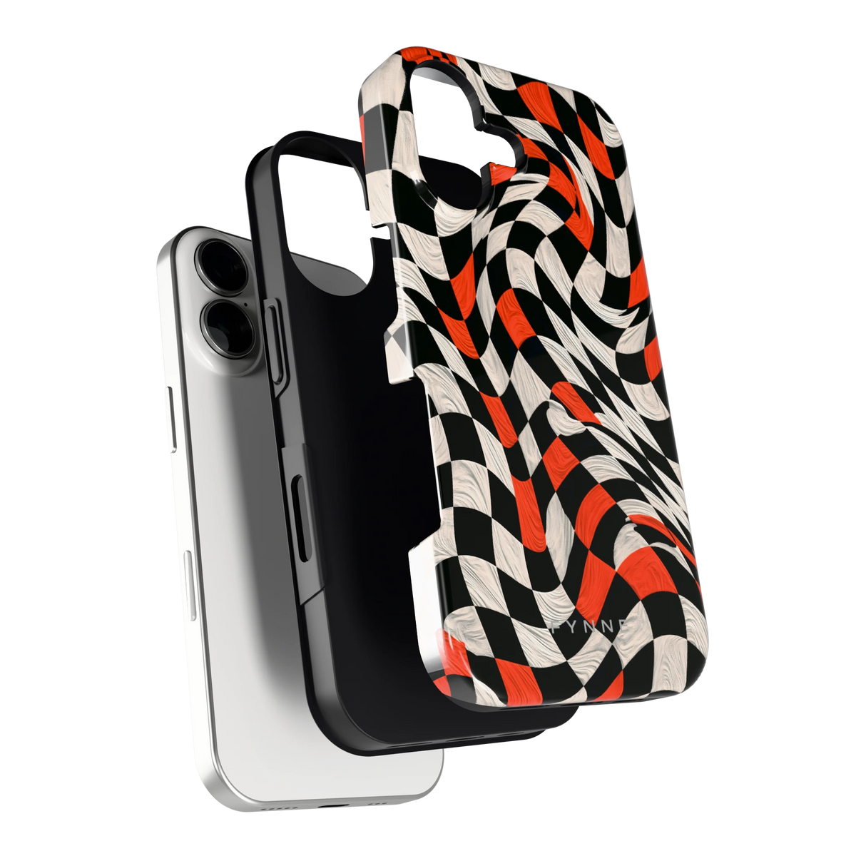 Kronkelend dambord hoesje voor iPhone 17, los van de telefoon