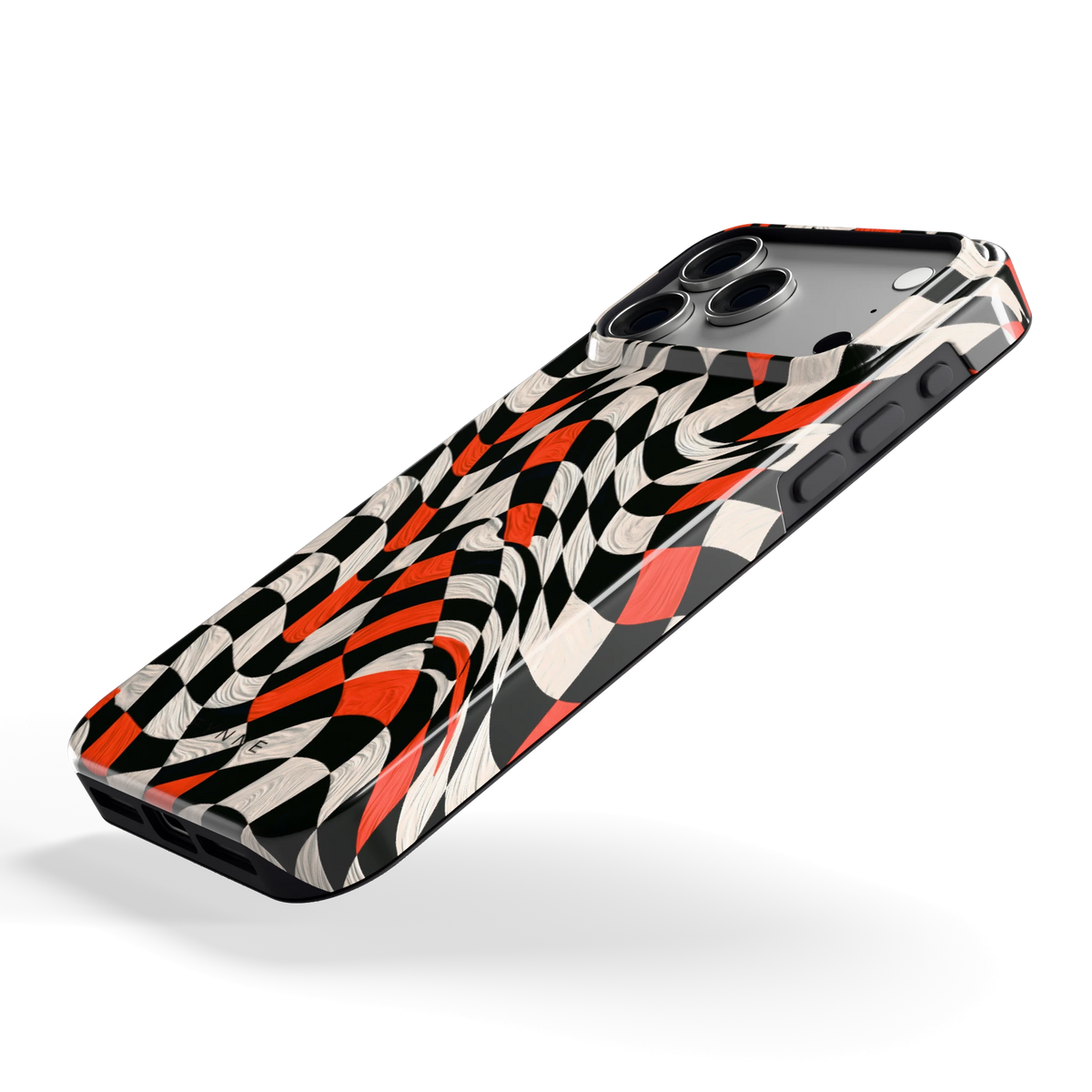 Kronkelend dambord hoesje voor iPhone 18 Pro Max, schuin