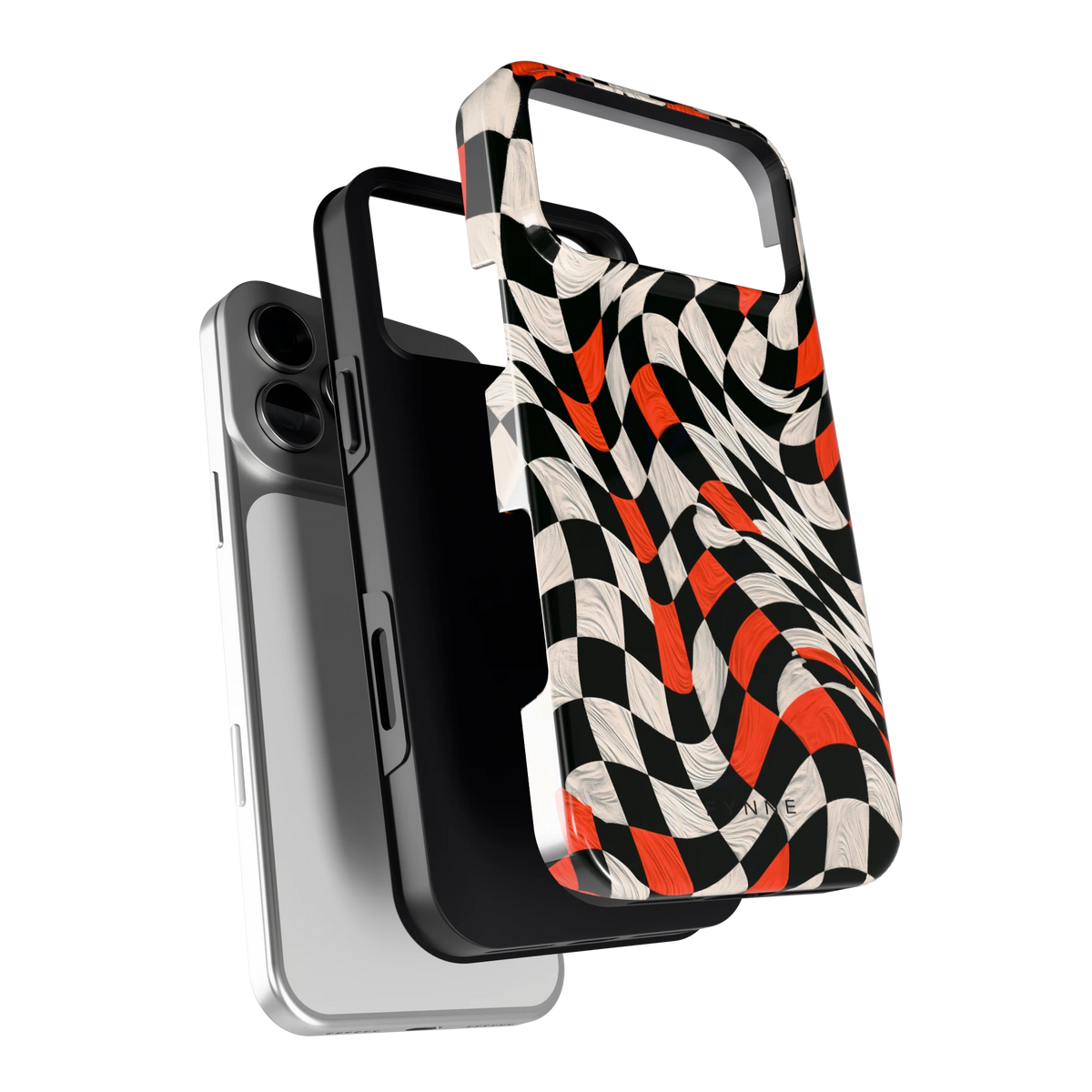 Kronkelend dambord hoesje voor iPhone 18 Pro Max, los van de telefoon