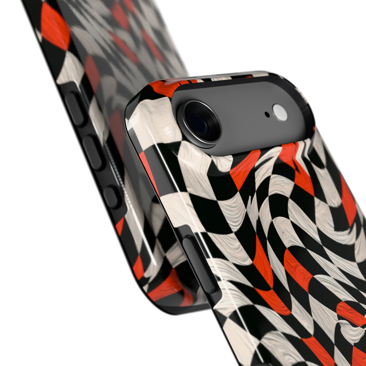 Kronkelend dambord hoesje voor iPhone Air, close-up