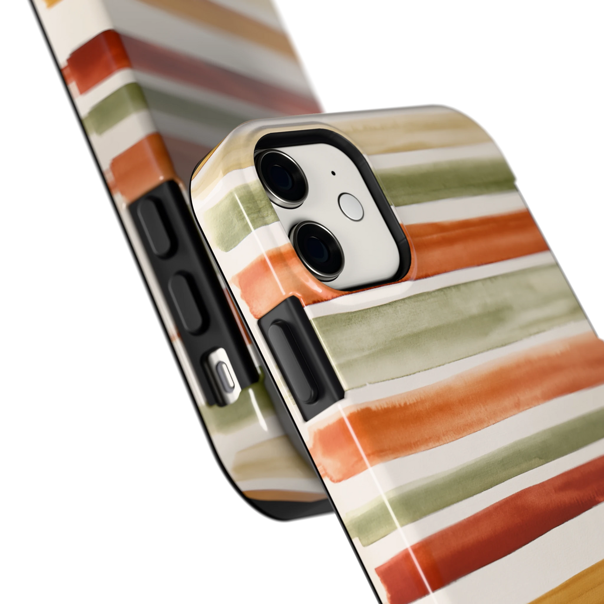 Aquarelstrepen hoesje voor iPhone 11, close-up