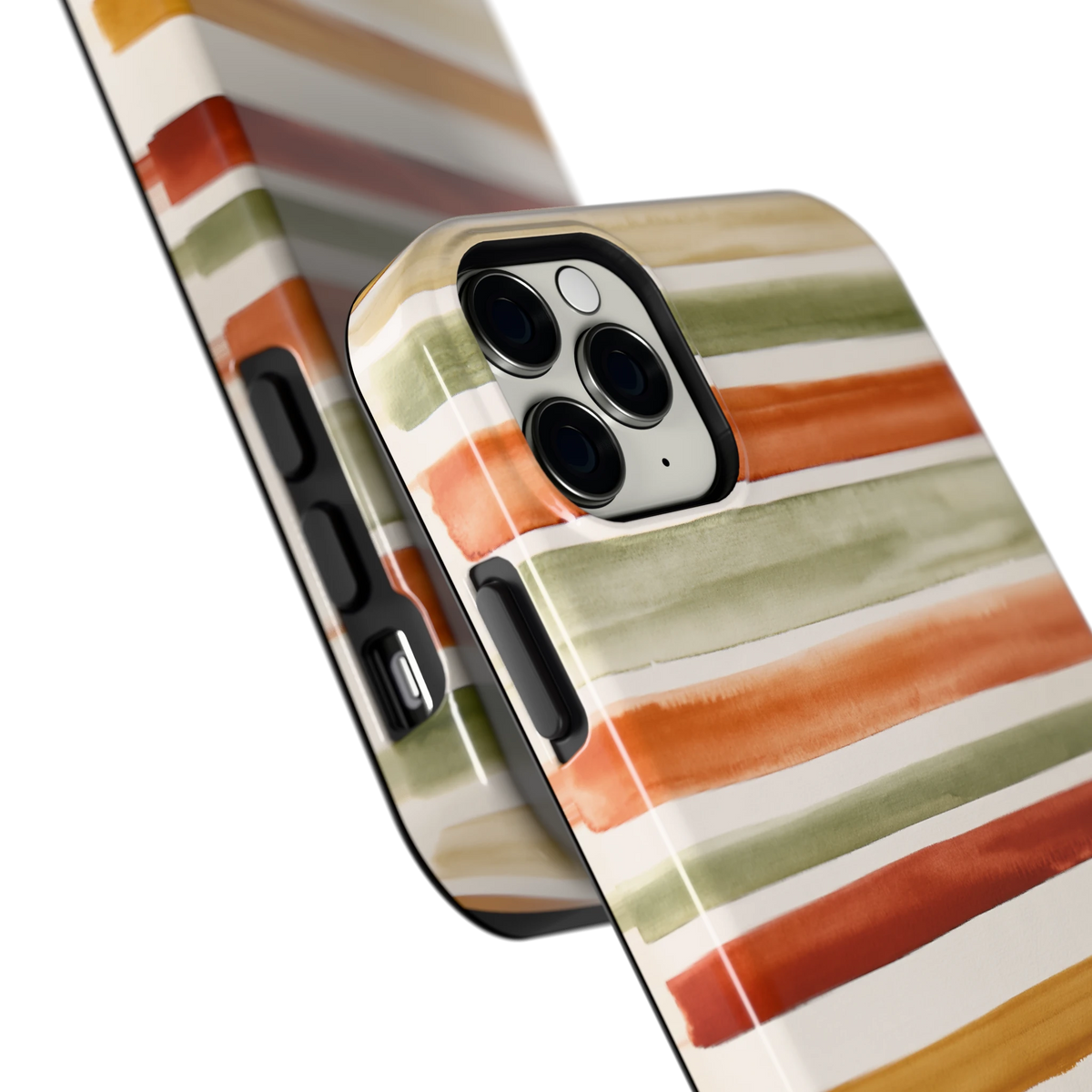 Aquarelstrepen hoesje voor iPhone 11 Pro Max, close-up