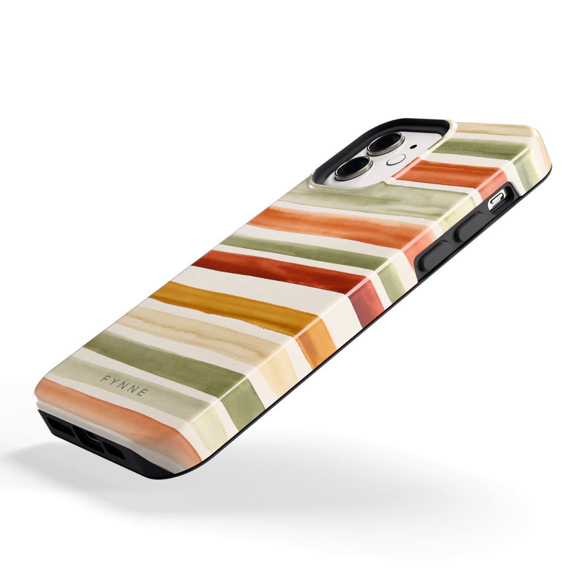Aquarelstrepen hoesje voor iPhone 12, schuin