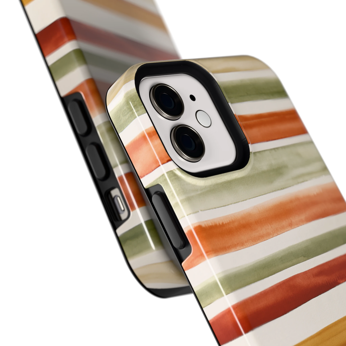 Aquarelstrepen hoesje voor iPhone 12, close-up