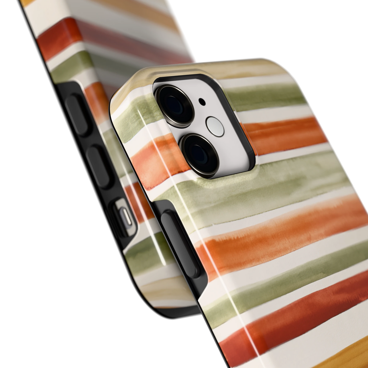 Aquarelstrepen hoesje voor iPhone 12 mini, close-up