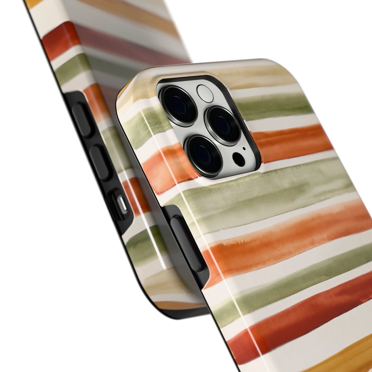 Aquarelstrepen hoesje voor iPhone 12 Pro Max, close-up