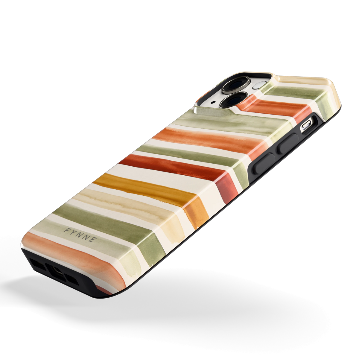 Aquarelstrepen hoesje voor iPhone 13 mini, schuin