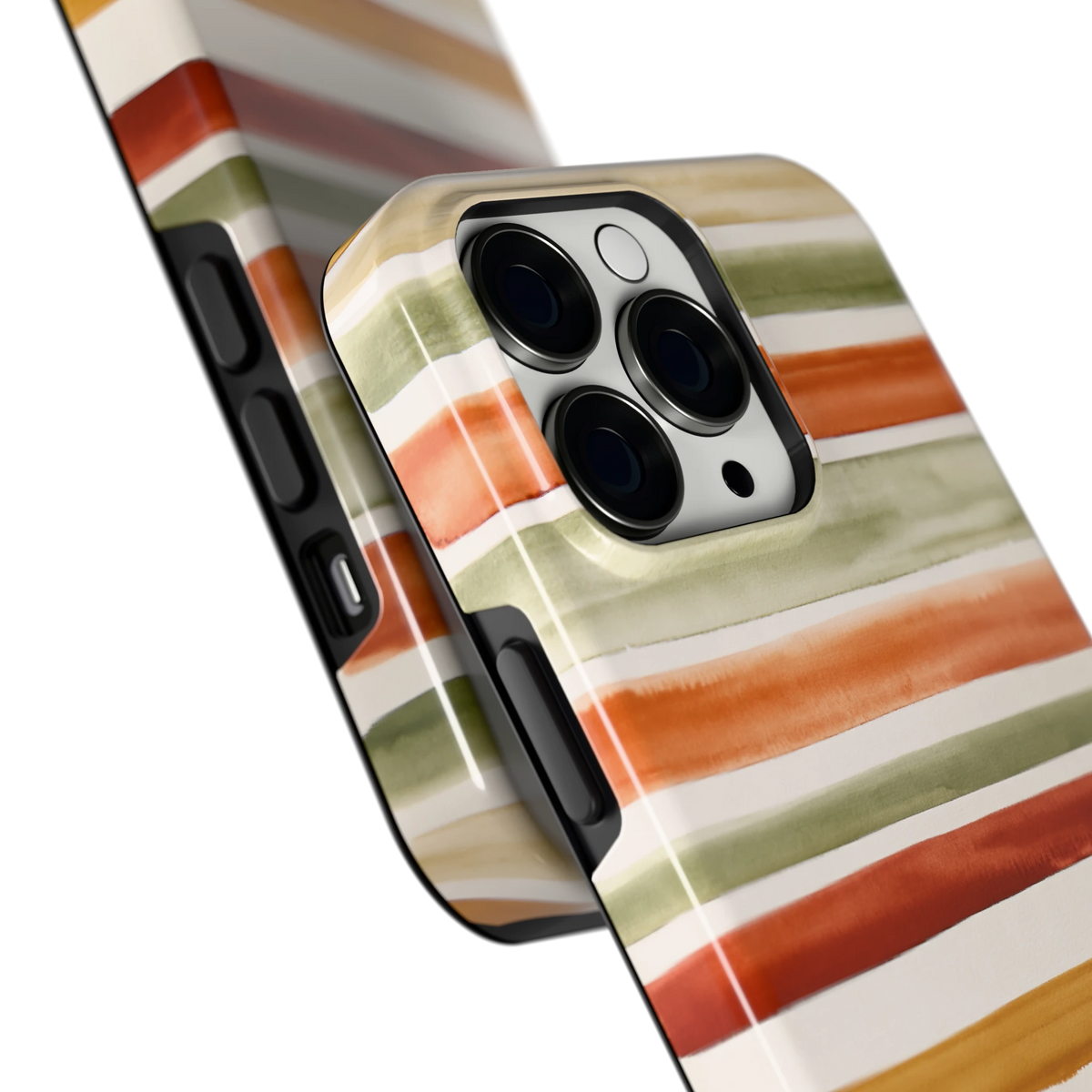 Aquarelstrepen hoesje voor iPhone 13 Pro, close-up