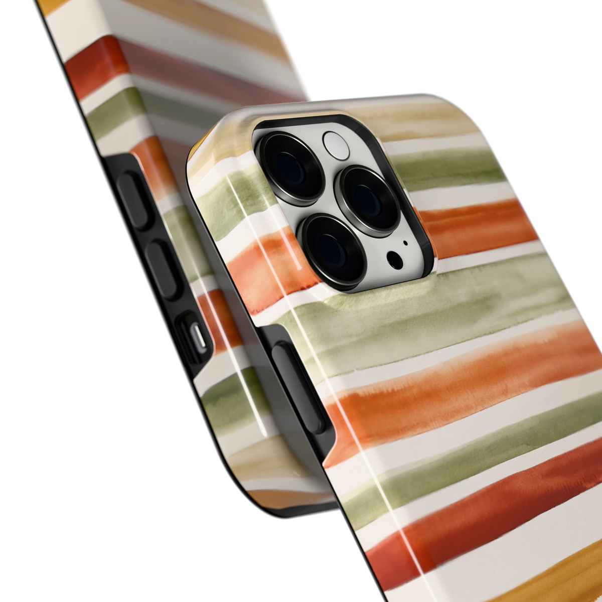 Aquarelstrepen hoesje voor iPhone 13 Pro Max, close-up