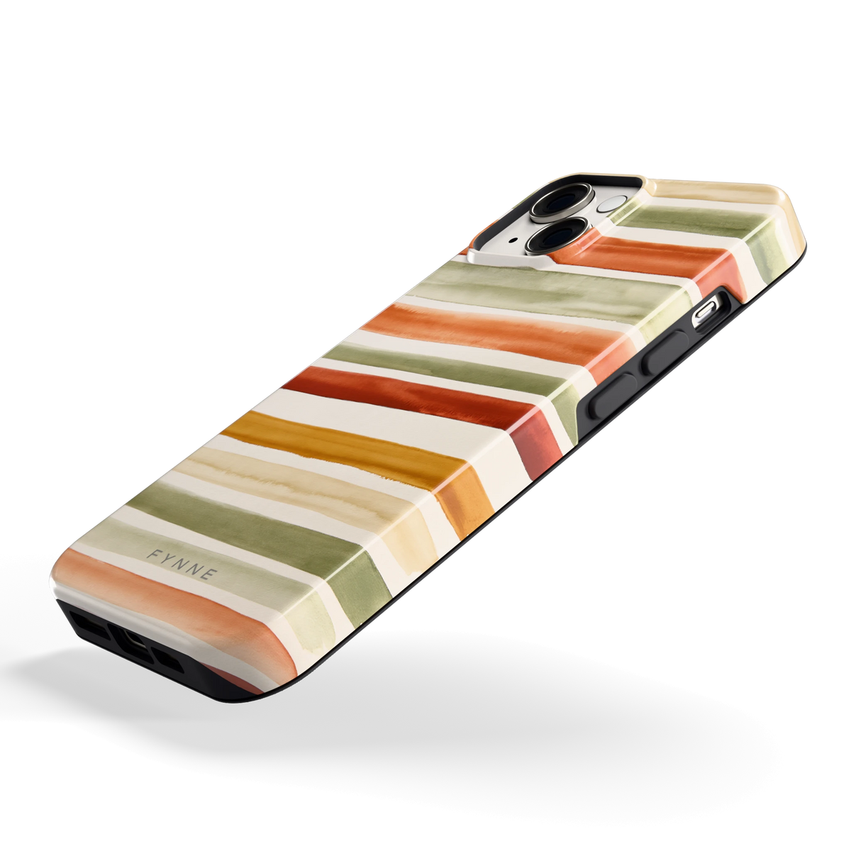 Aquarelstrepen hoesje voor iPhone 14, schuin