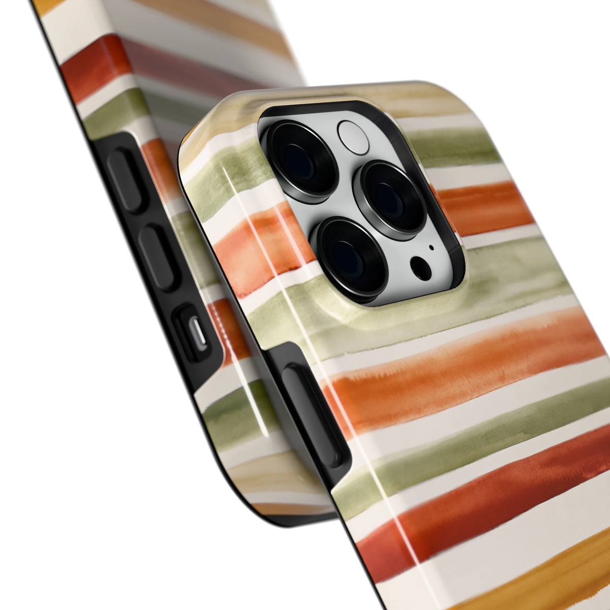 Aquarelstrepen hoesje voor iPhone 14 Pro, close-up