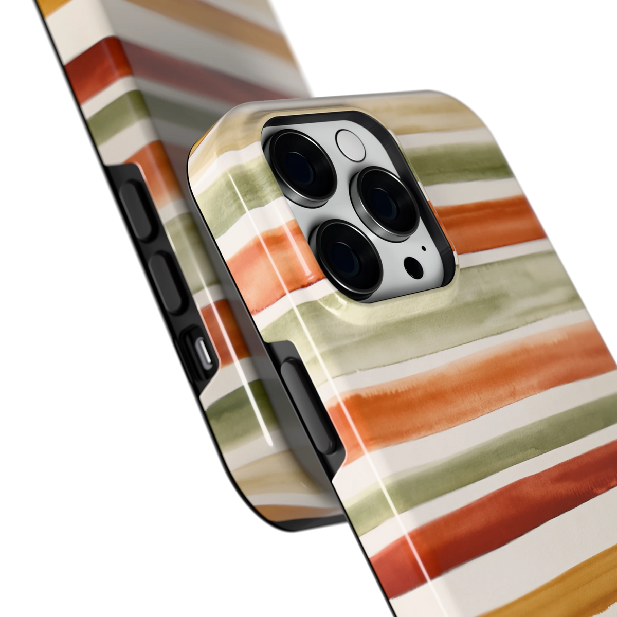 Aquarelstrepen hoesje voor iPhone 14 Pro Max, close-up