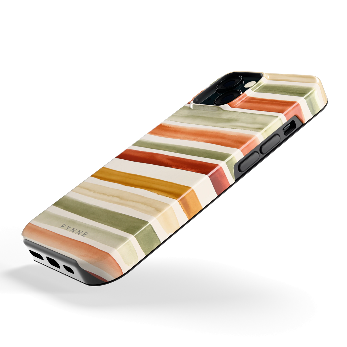 Aquarelstrepen hoesje voor iPhone 15, schuin