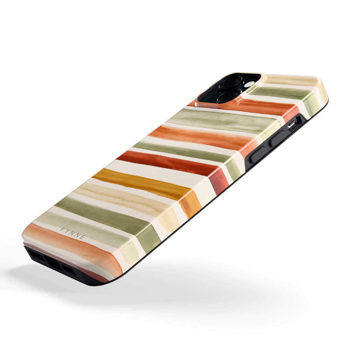 Aquarelstrepen hoesje voor iPhone 15 Plus, schuin