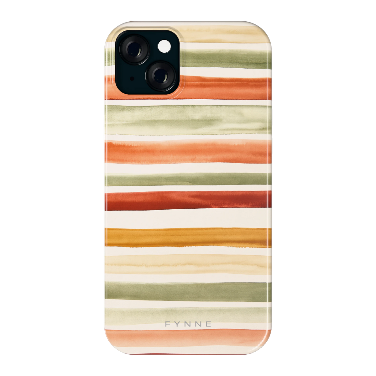 Aquarelstrepen hoesje voor iPhone 15 Plus, achterkant