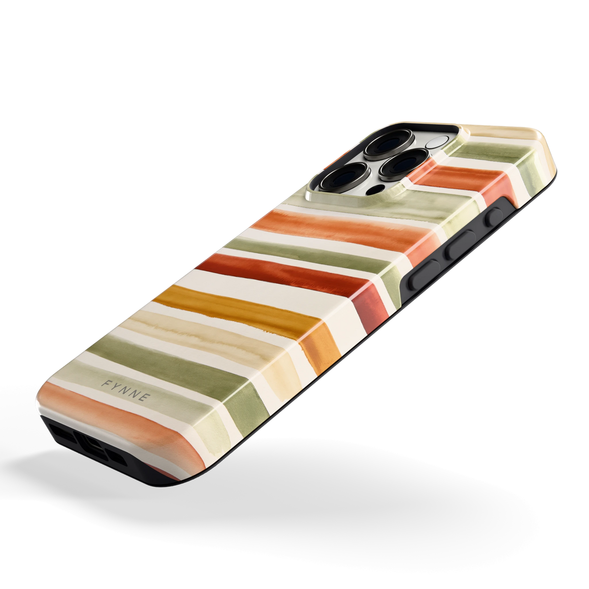 Aquarelstrepen hoesje voor iPhone 15 Pro, schuin