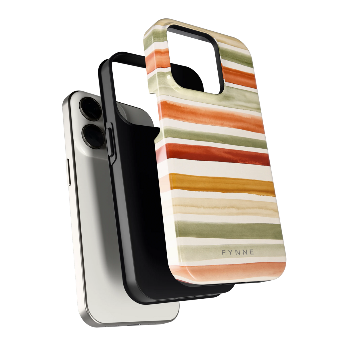 Aquarelstrepen hoesje voor iPhone 15 Pro, los van de telefoon