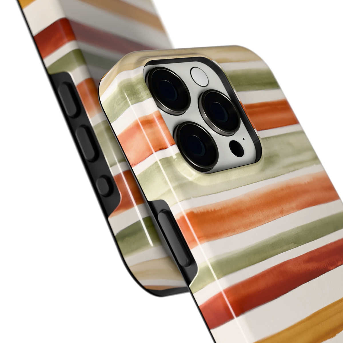 Aquarelstrepen hoesje voor iPhone 15 Pro, close-up