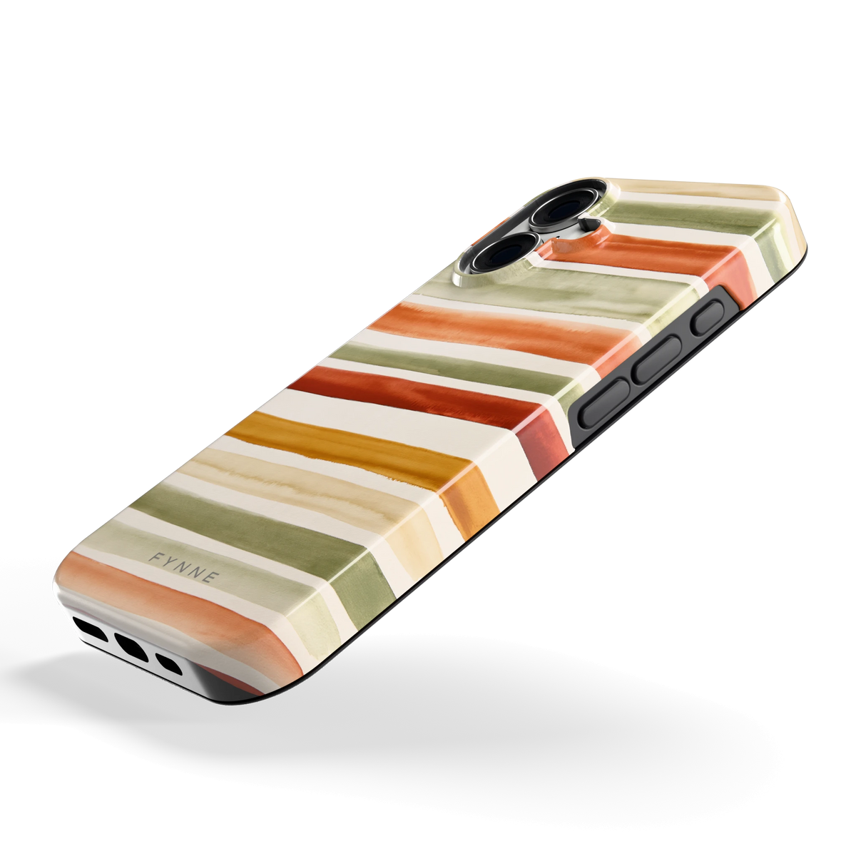 Aquarelstrepen hoesje voor iPhone 16, schuin