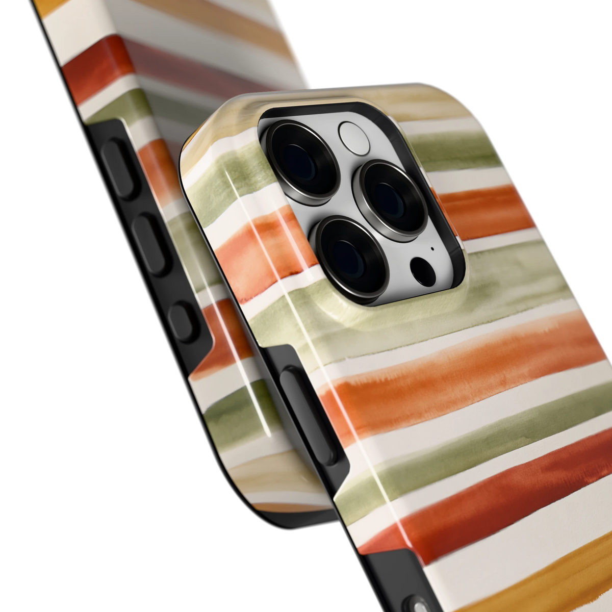 Aquarelstrepen hoesje voor iPhone 16 Pro, close-up