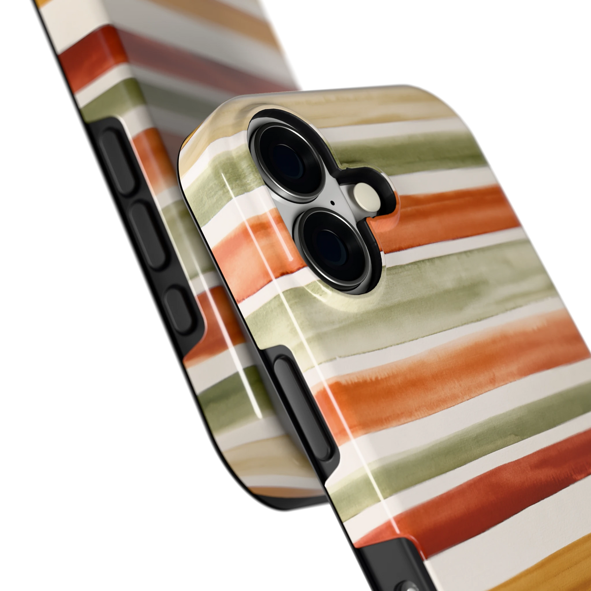 Aquarelstrepen hoesje voor iPhone 17, close-up