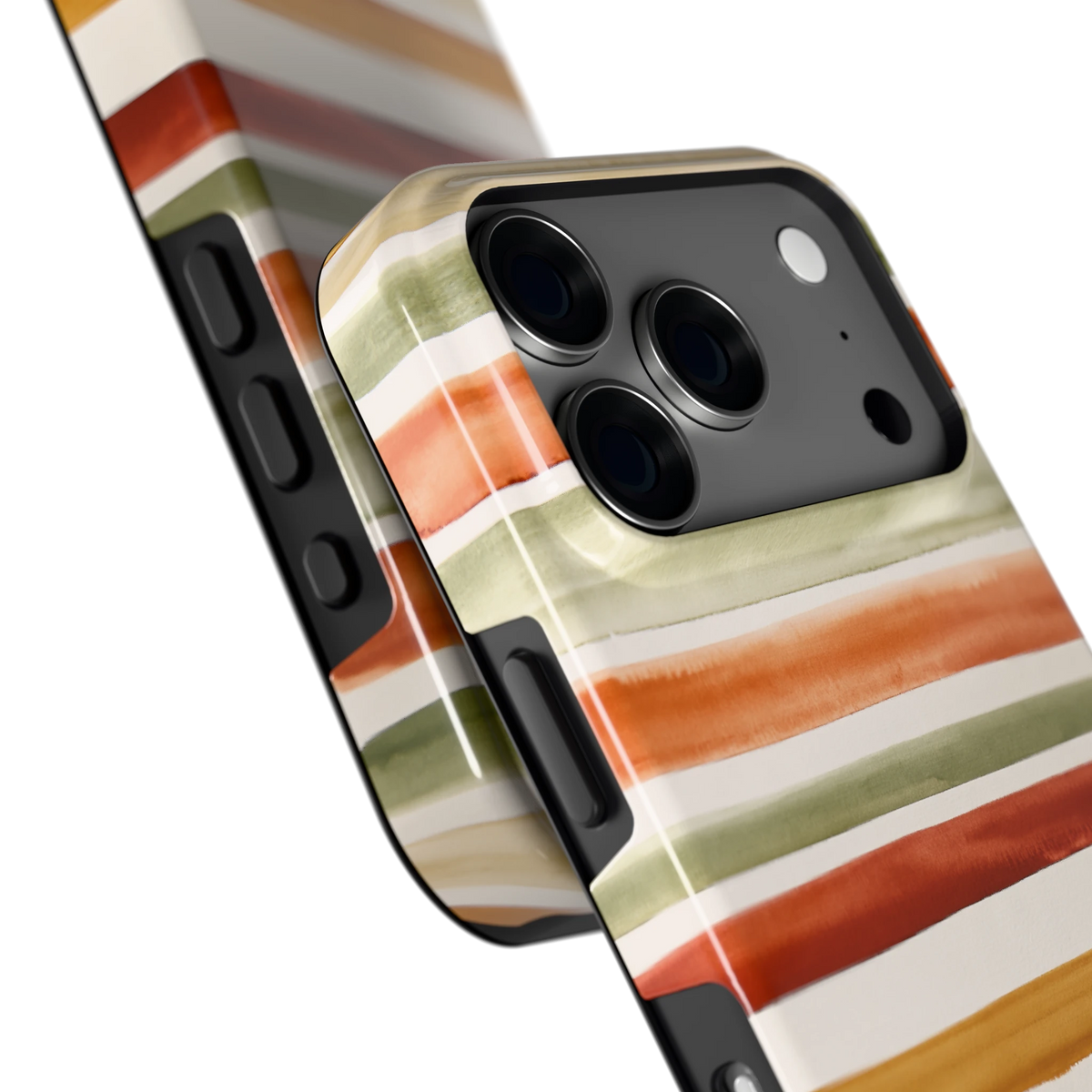 Aquarelstrepen hoesje voor iPhone 18 Pro, close-up