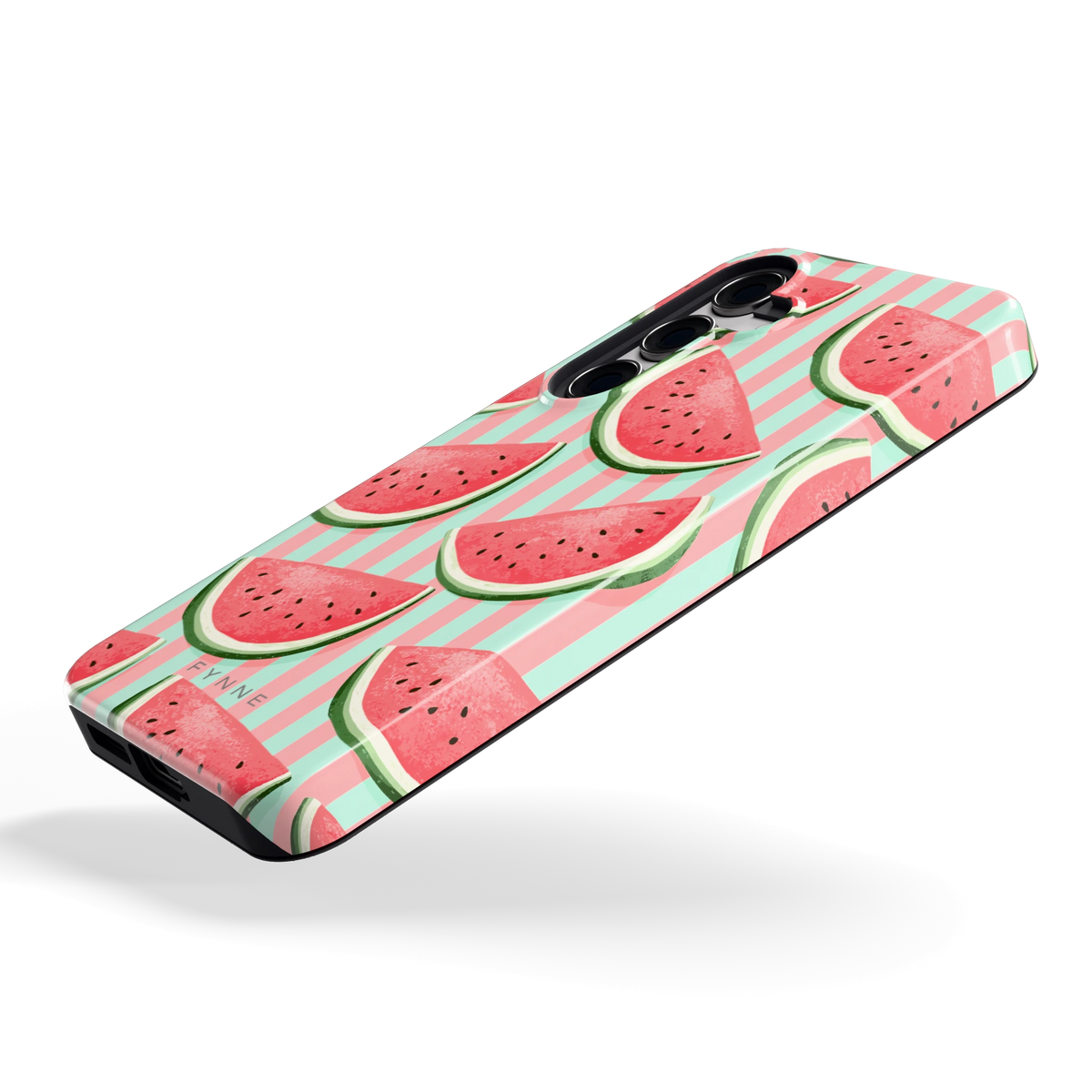 Watermeloenstrepen hoesje voor Galaxy S24, schuin