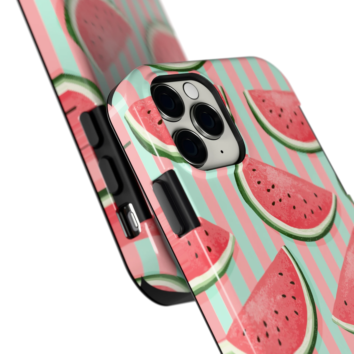 Watermeloenstrepen hoesje voor iPhone 11 Pro, close-up