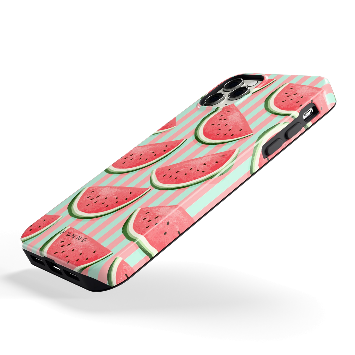 Watermeloenstrepen hoesje voor iPhone 11 Pro Max, schuin