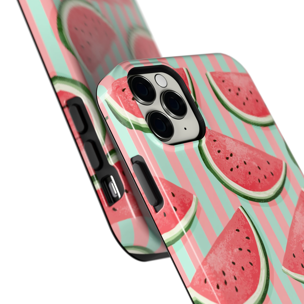 Watermeloenstrepen hoesje voor iPhone 11 Pro Max, close-up
