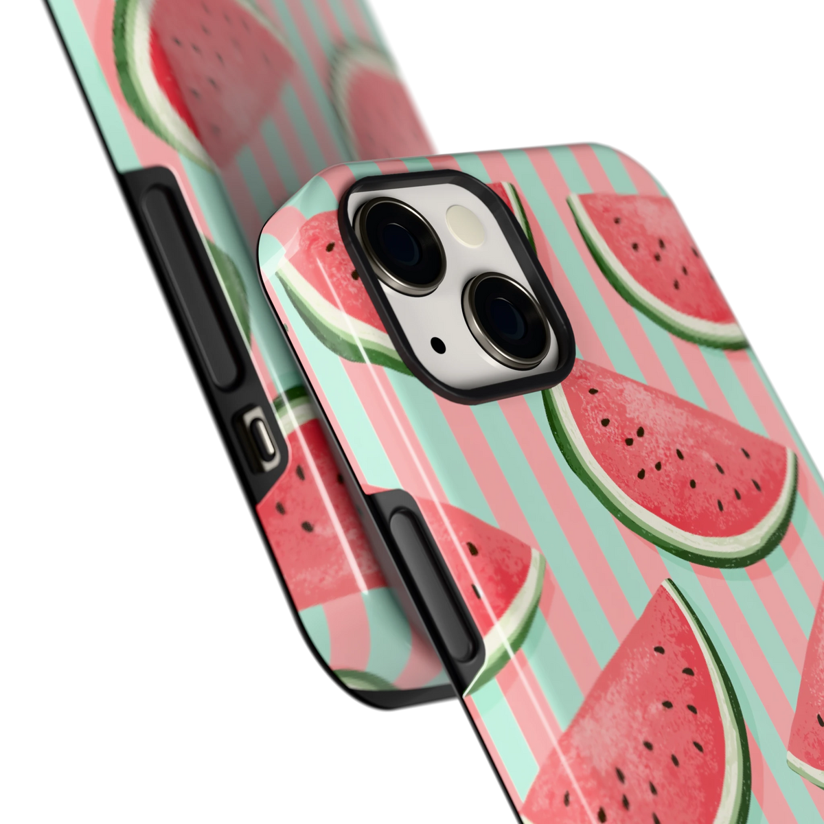 Watermeloenstrepen hoesje voor iPhone 13, close-up