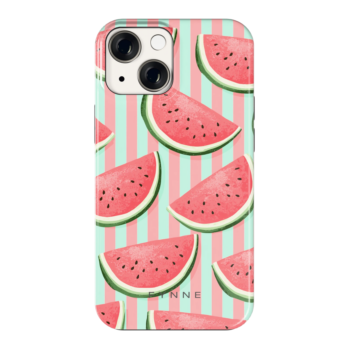 Watermeloenstrepen hoesje voor iPhone 13 mini, achterkant