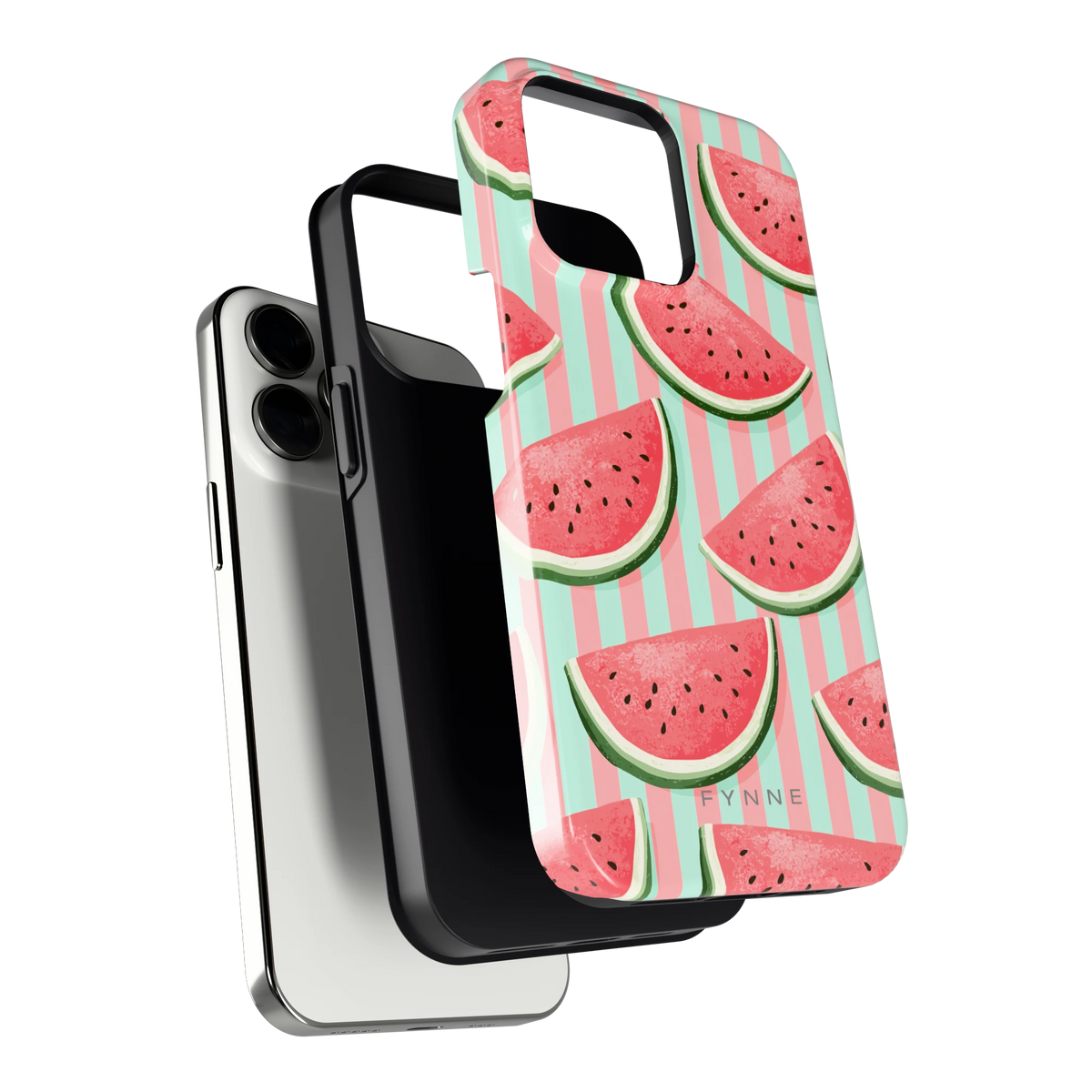 Watermeloenstrepen hoesje voor iPhone 13 Pro, los van de telefoon
