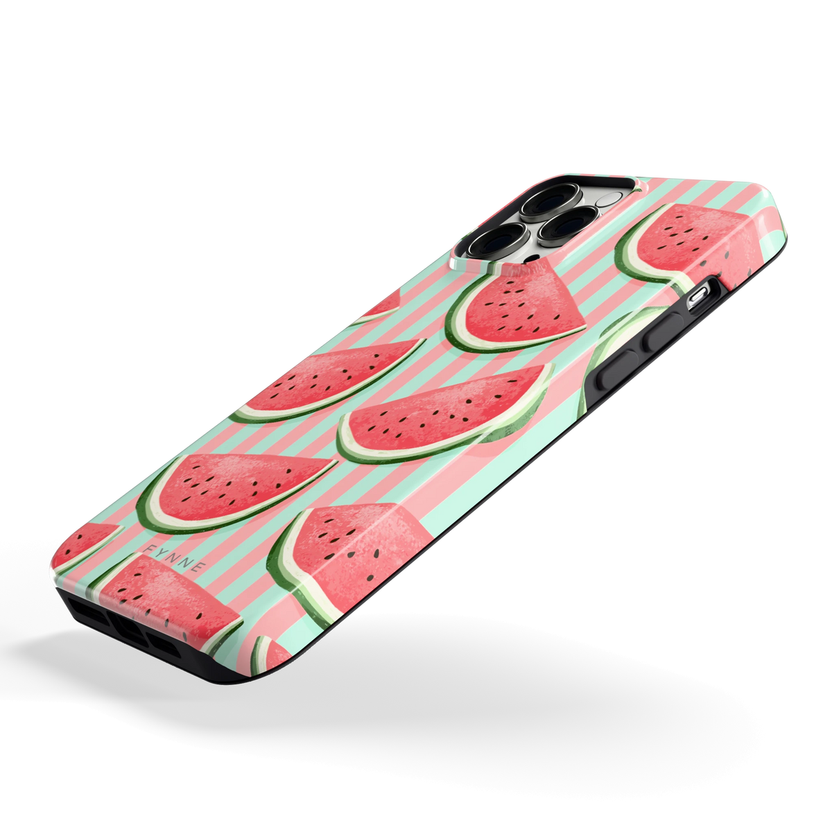 Watermeloenstrepen hoesje voor iPhone 13 Pro Max, schuin