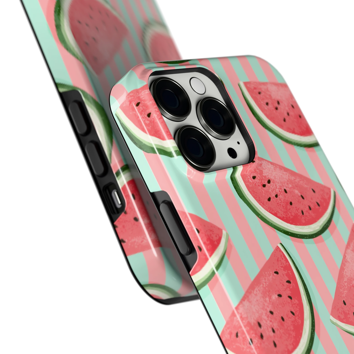 Watermeloenstrepen hoesje voor iPhone 13 Pro Max, close-up
