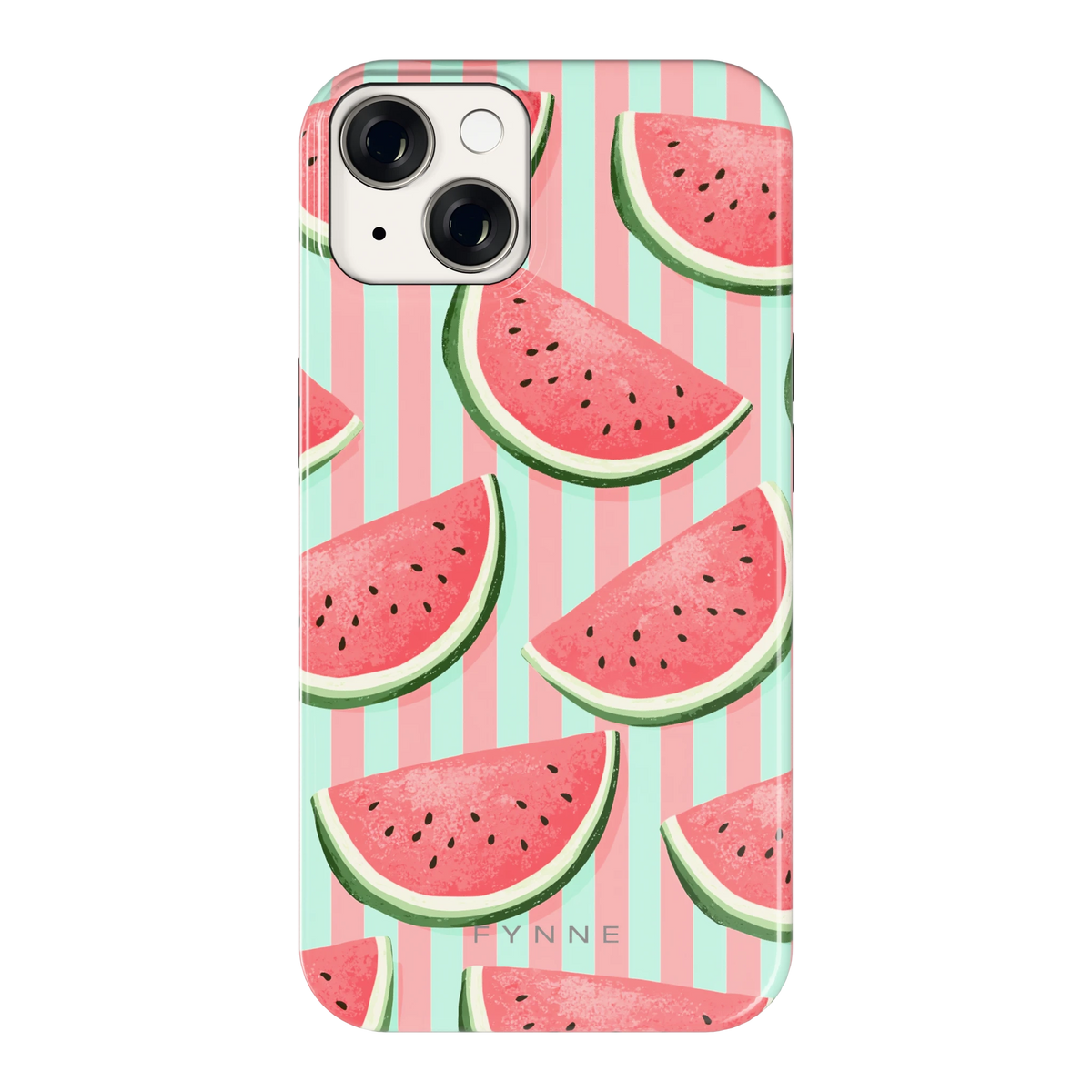 Watermeloenstrepen hoesje voor iPhone 14, achterkant