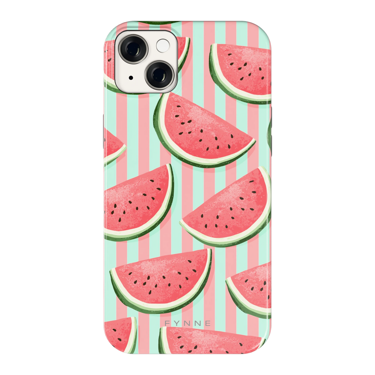 Watermeloenstrepen hoesje voor iPhone 14 Plus, achterkant
