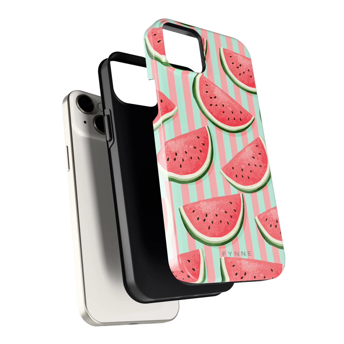 Watermeloenstrepen hoesje voor iPhone 14 Plus, los van de telefoon