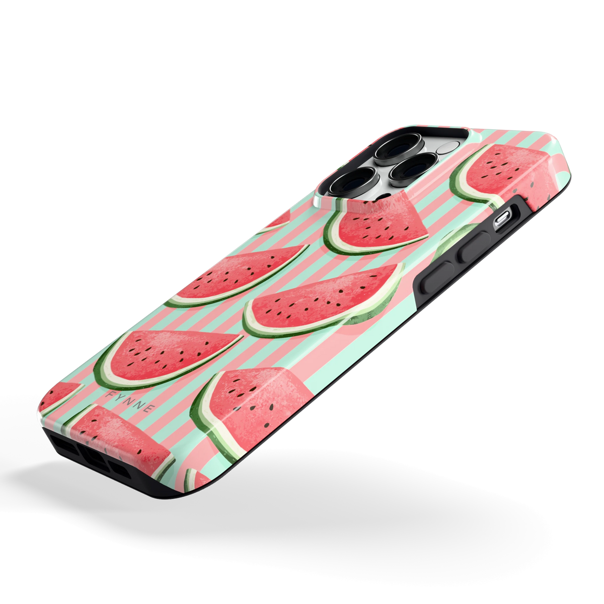 Watermeloenstrepen hoesje voor iPhone 14 Pro, schuin