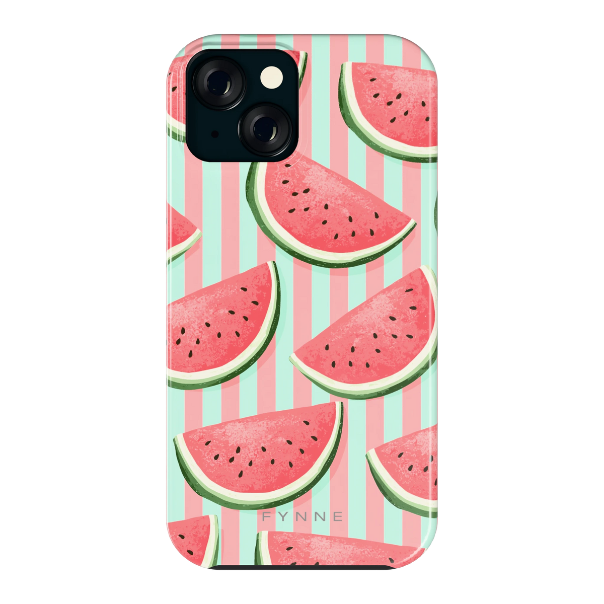 Watermeloenstrepen hoesje voor iPhone 15, achterkant