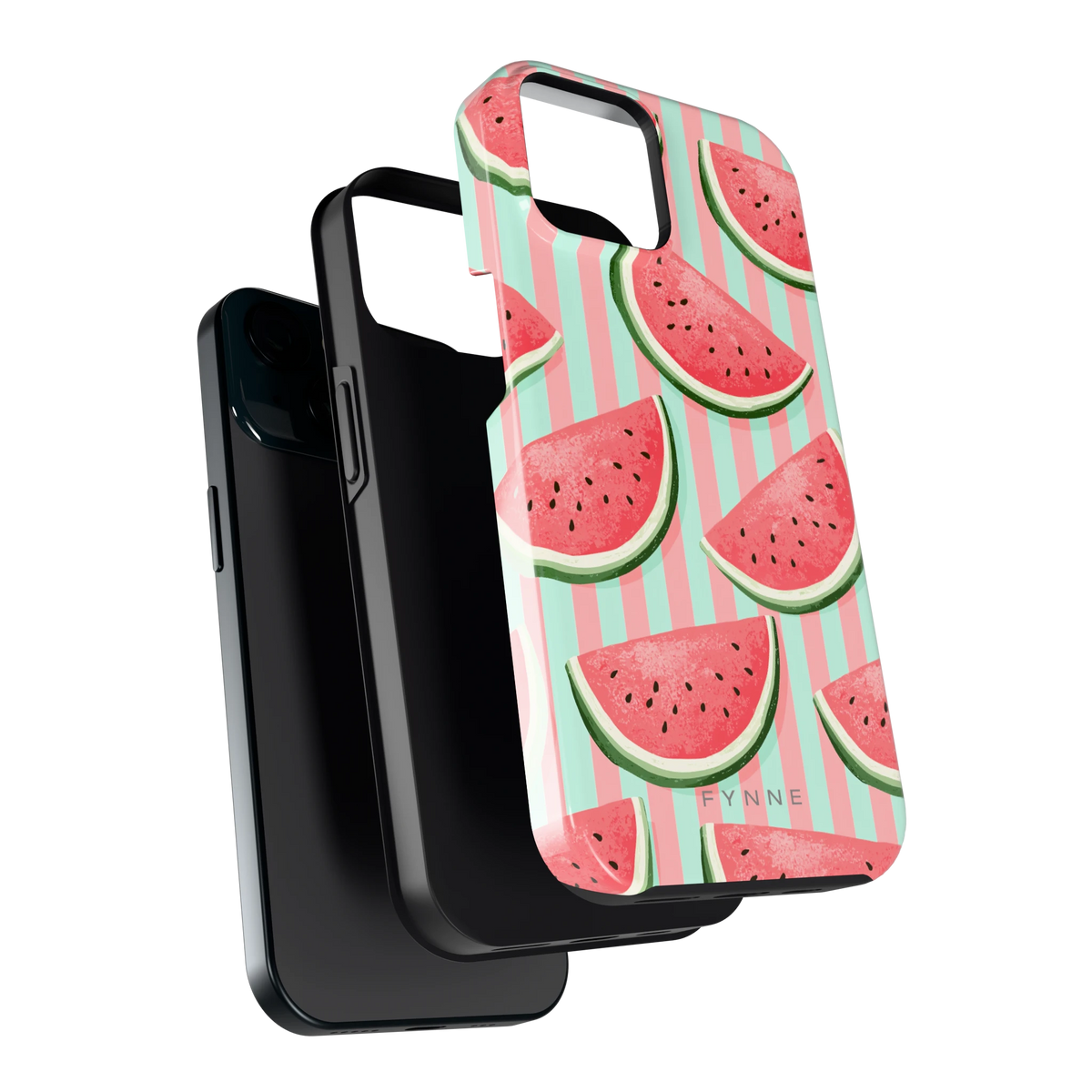 Watermeloenstrepen hoesje voor iPhone 15, los van de telefoon