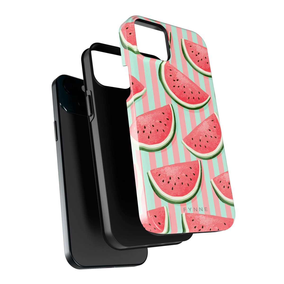 Watermeloenstrepen hoesje voor iPhone 15 Plus, los van de telefoon