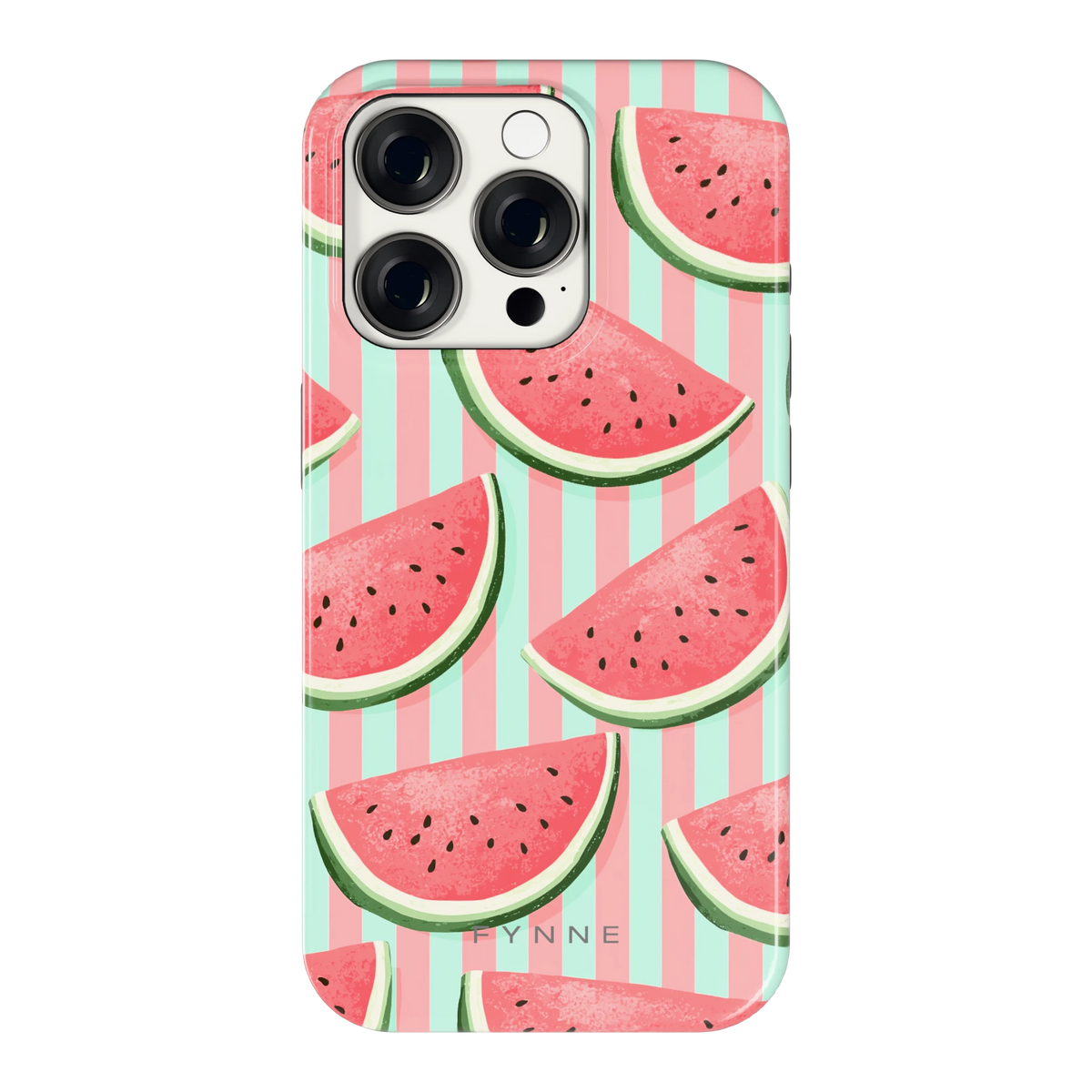 Watermeloenstrepen hoesje voor iPhone 15 Pro, achterkant