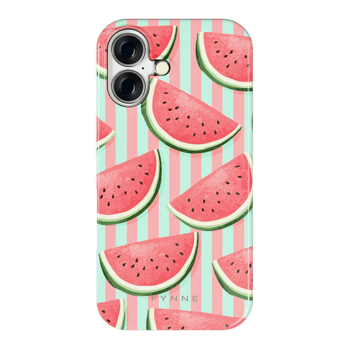 Watermeloenstrepen hoesje voor iPhone 16, achterkant