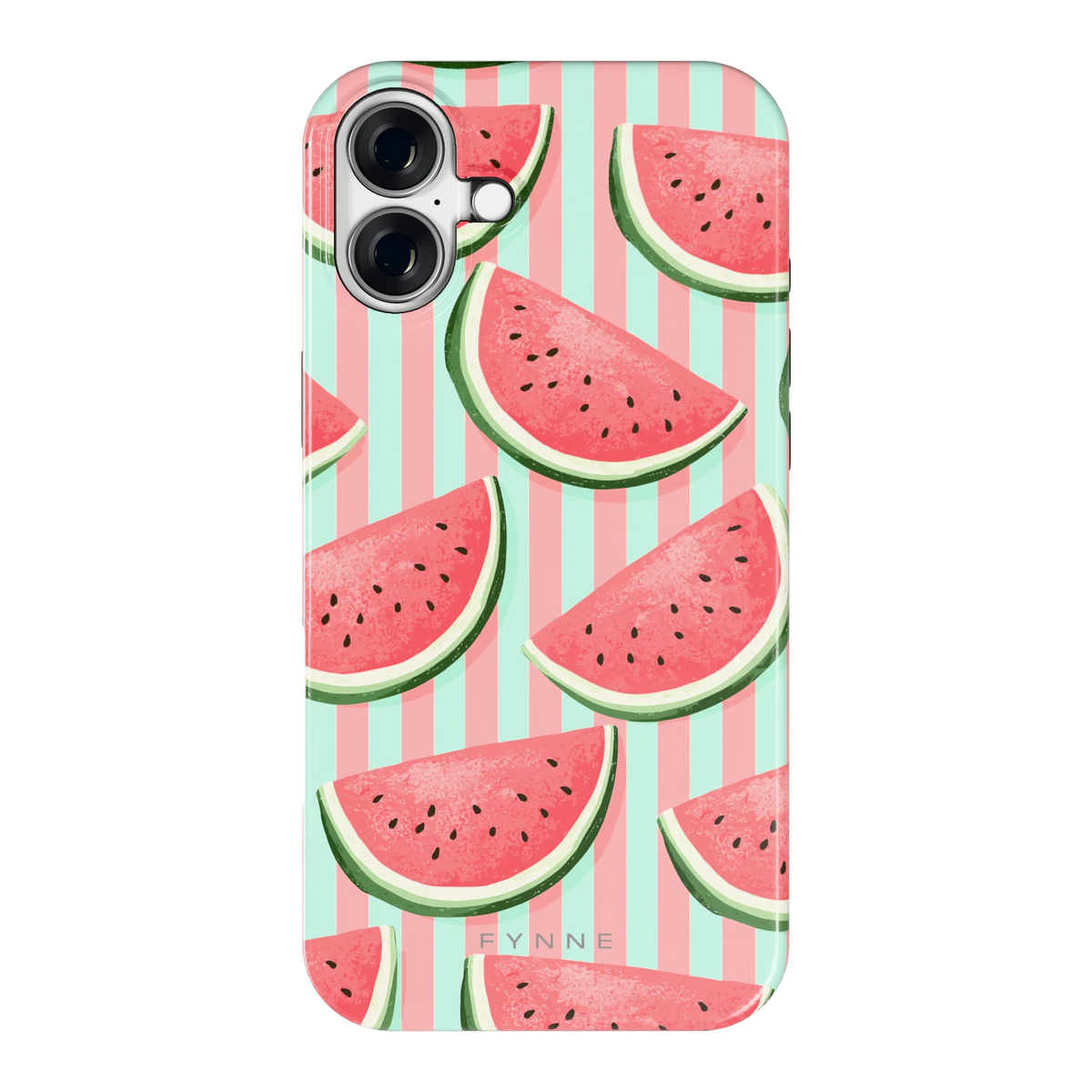 Watermeloenstrepen hoesje voor iPhone 16 Plus, achterkant