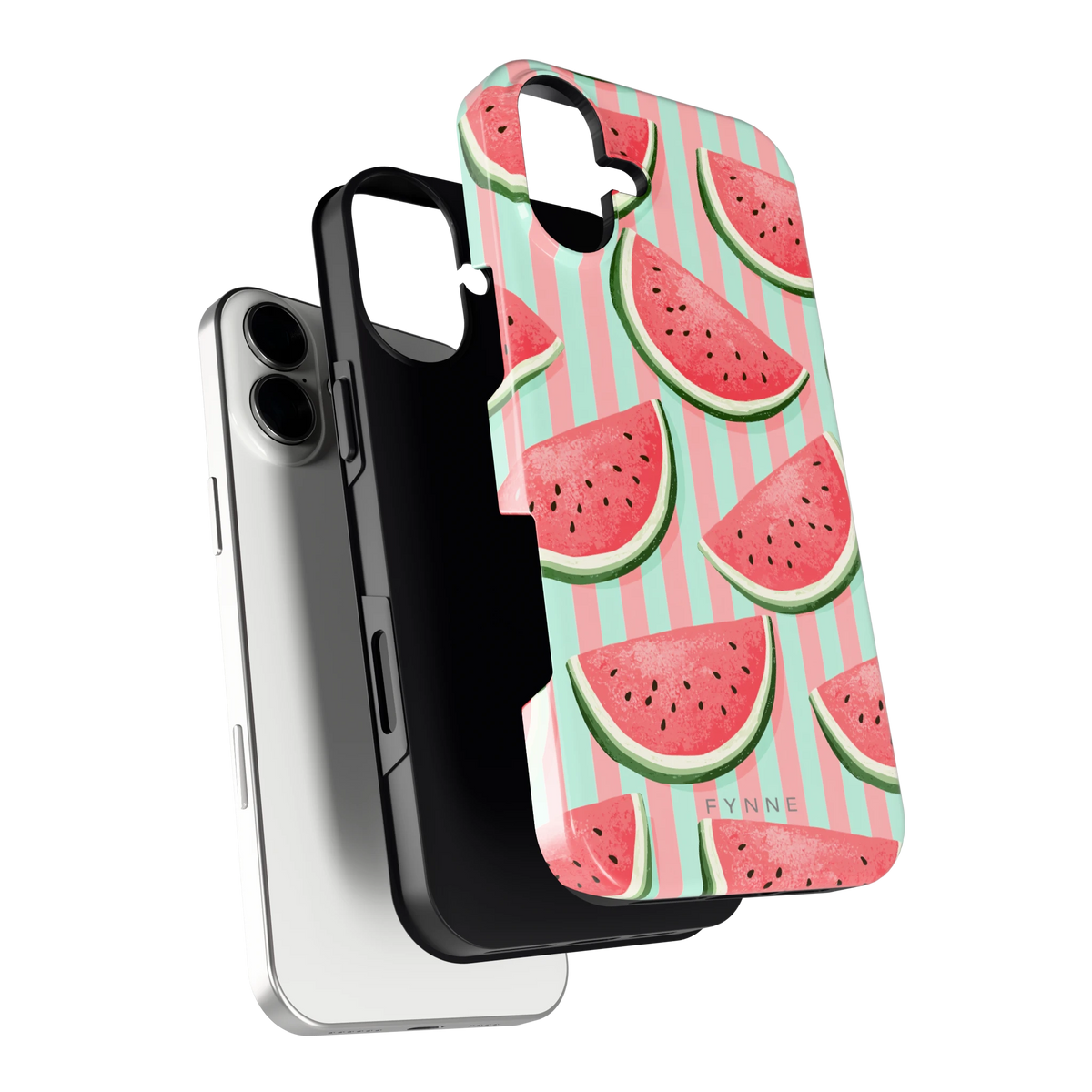 Watermeloenstrepen hoesje voor iPhone 16 Plus, los van de telefoon