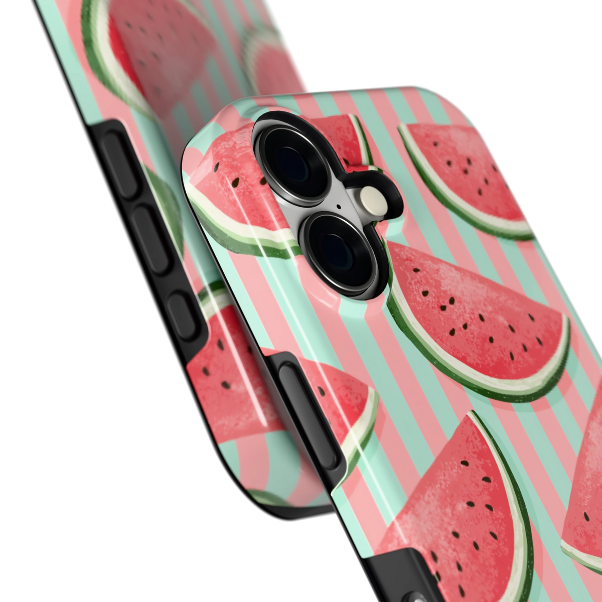 Watermeloenstrepen hoesje voor iPhone 17, close-up